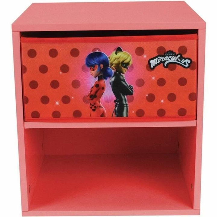 Нощно шкафче Fun House Miraculous Ladybug, меламин, червено, 36x33x30 см