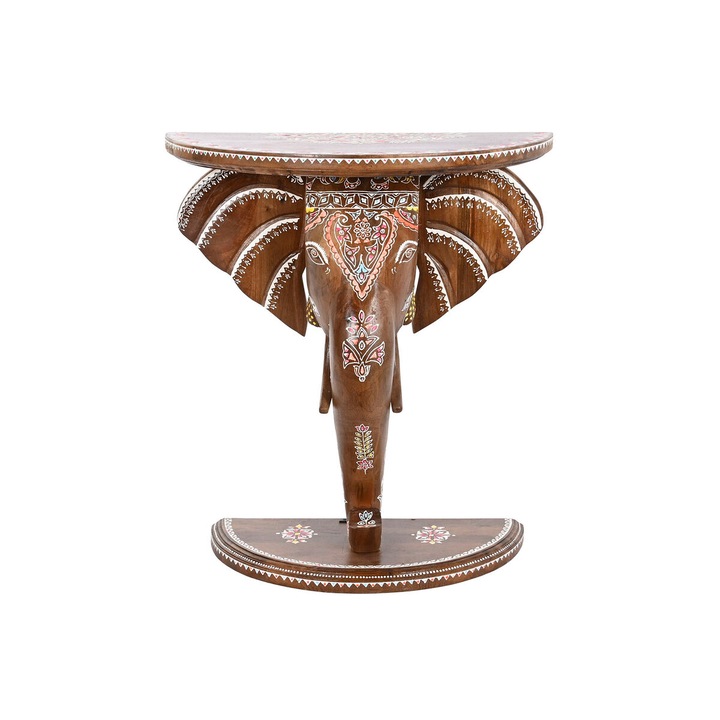 Помощна маса DKD Home Decor, дизайн на индийски слон, многоцветна, мангово дърво, 68x34x78см