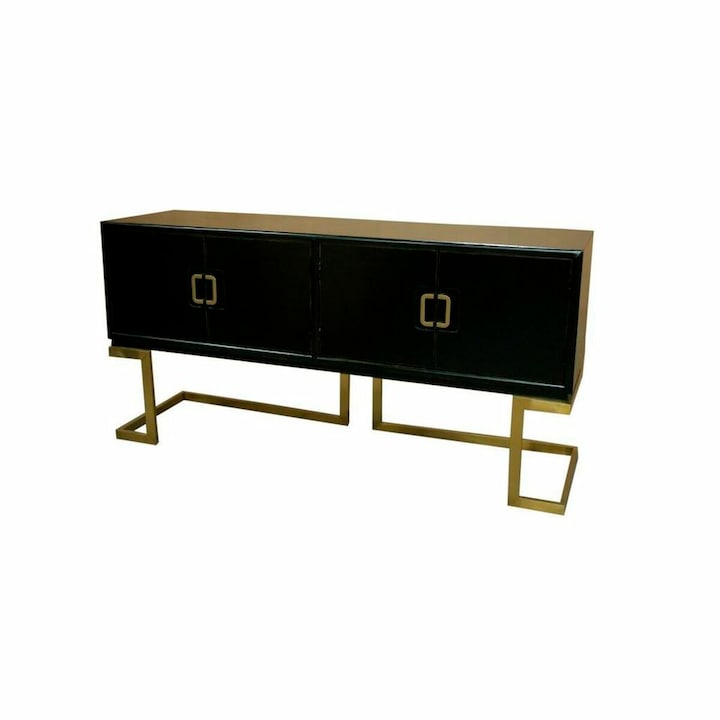 Скрин DKD Home Decor, ориенталски стил, метал и тополово дърво, черен, 180x50x90 см