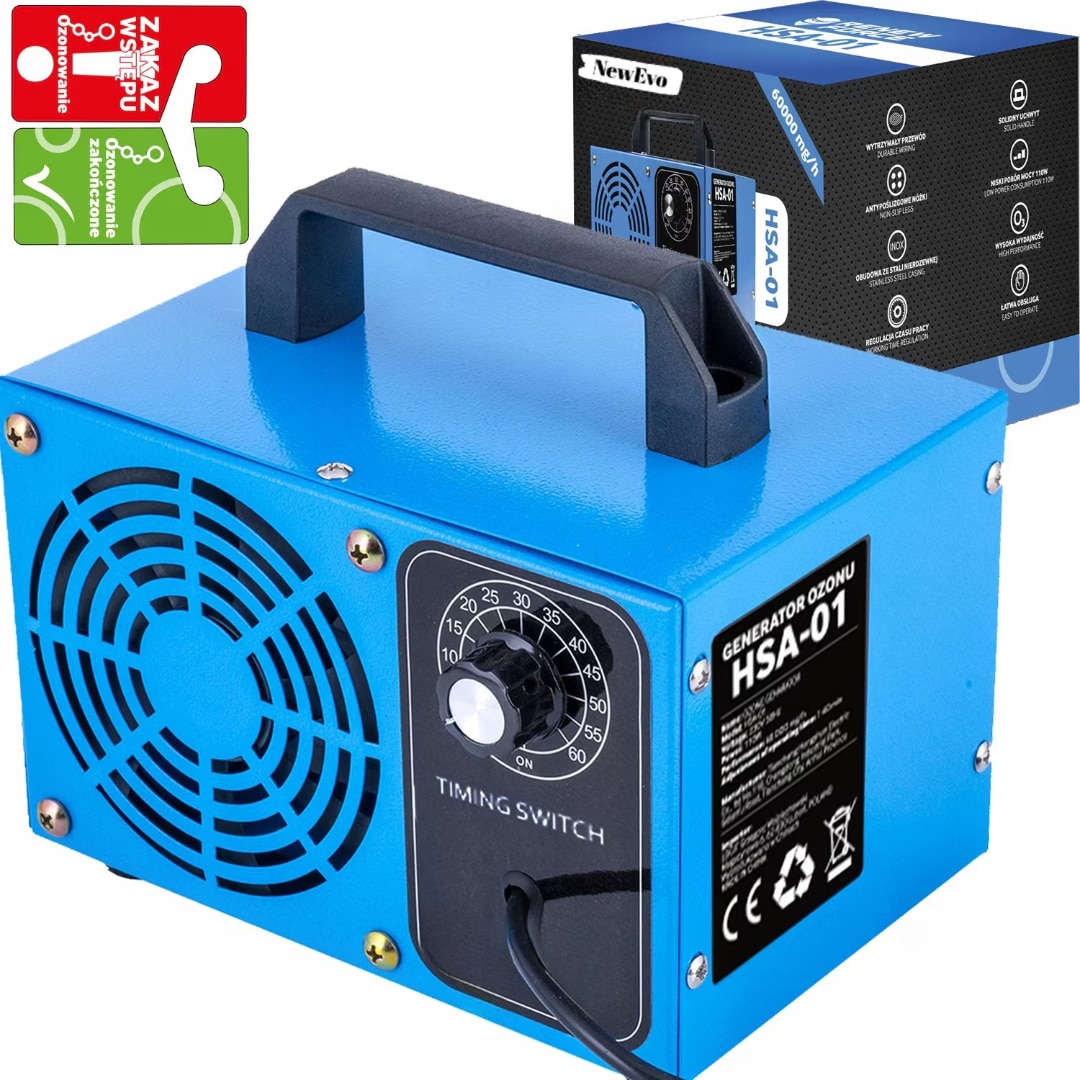 Generator Ozon NewEvo, 60 000 mg/h, timer 60min, 110W, Albastru