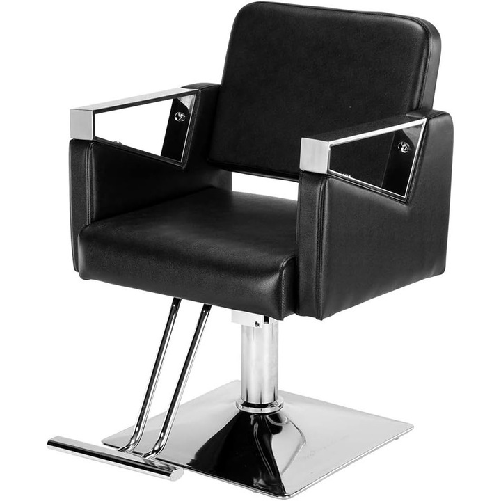 Scaun coafor frizerie Ardette, BR007A, Negru, Piele ecologica