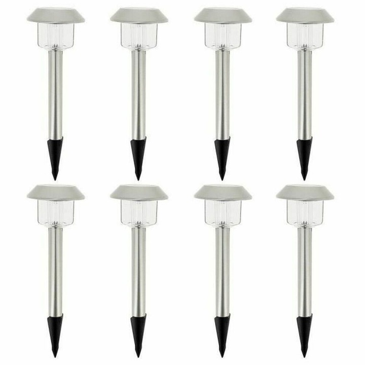 Set 8 Lampi solare Lumisky Alesia, LED, Argentat, Inox, Exterior, IP44
