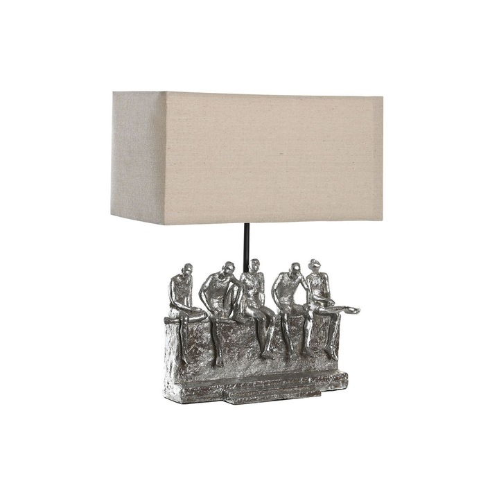 Lampa de masa DKD Home Decor, metal si rasina, bej/argintiu, 36x21.5x43cm, 220V, 50W