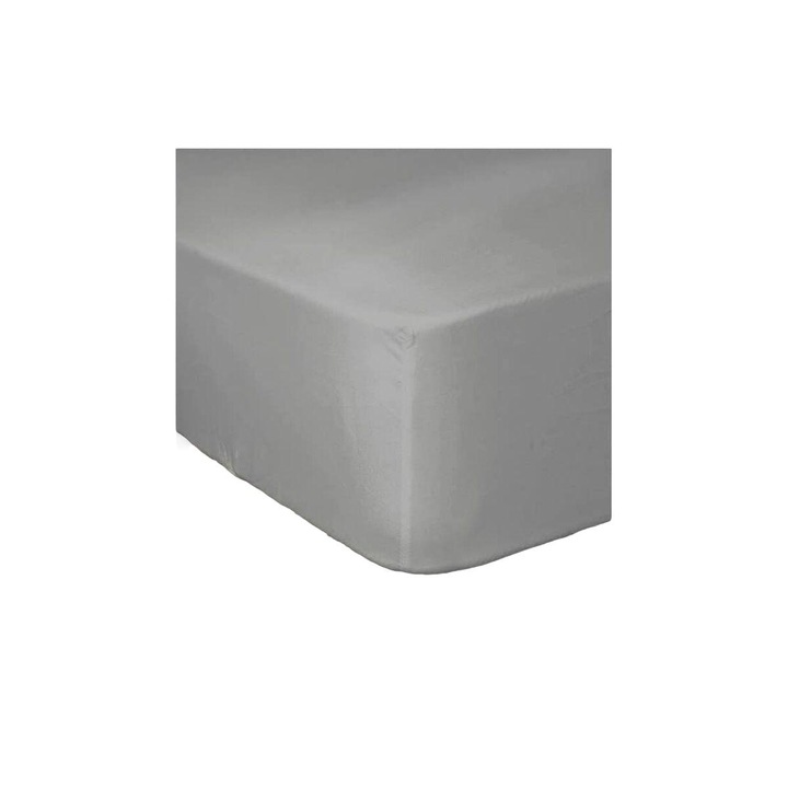 Cearceaf cu elastic Lovely Home, bumbac, gri deschis, 160x200cm