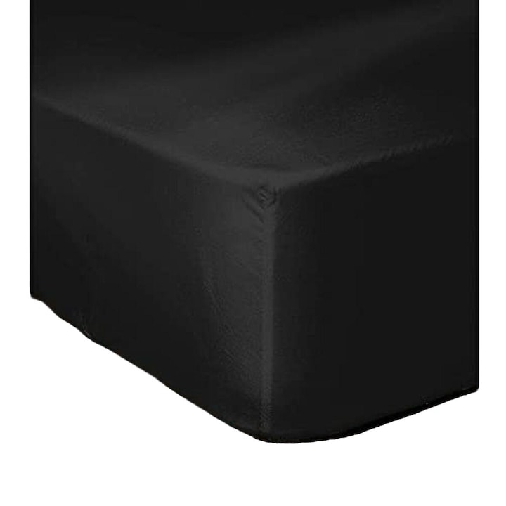 Cearceaf cu elastic Lovely Home, bumbac, negru, 140x190 cm