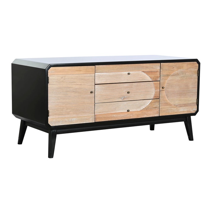 ТВ мебели DKD Home Decor, модерни, 3 чекмеджета, 2 врати, черни, 120x50x58 см