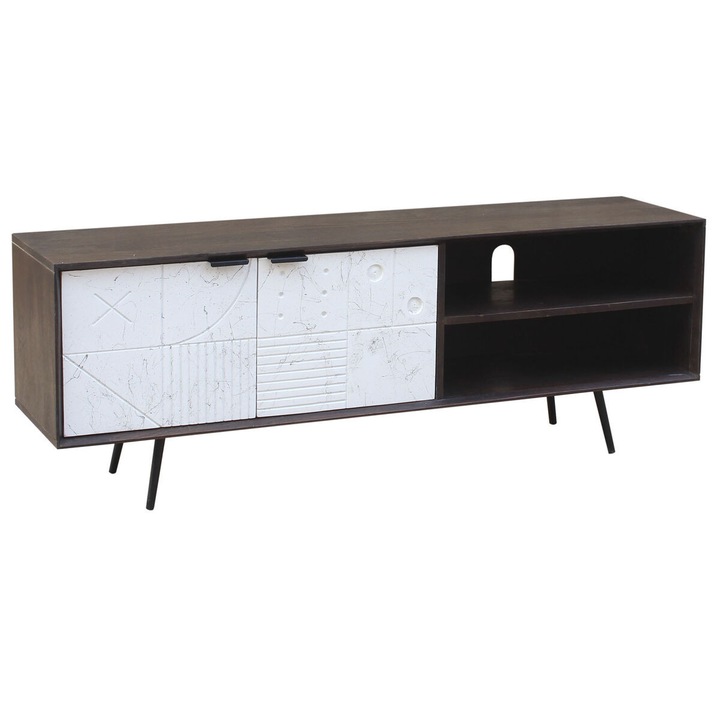 Mobilier TV DKD Home Decor, modern, lemn de mango, maro inchis, 140x35x50 cm