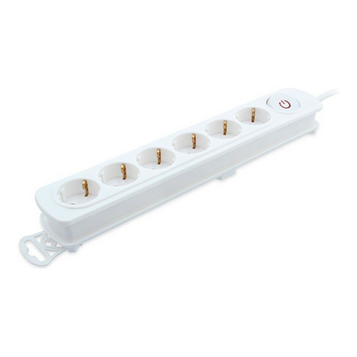 Разклонител TM Electron, 6 изхода, 3680W, бял, 1,3м