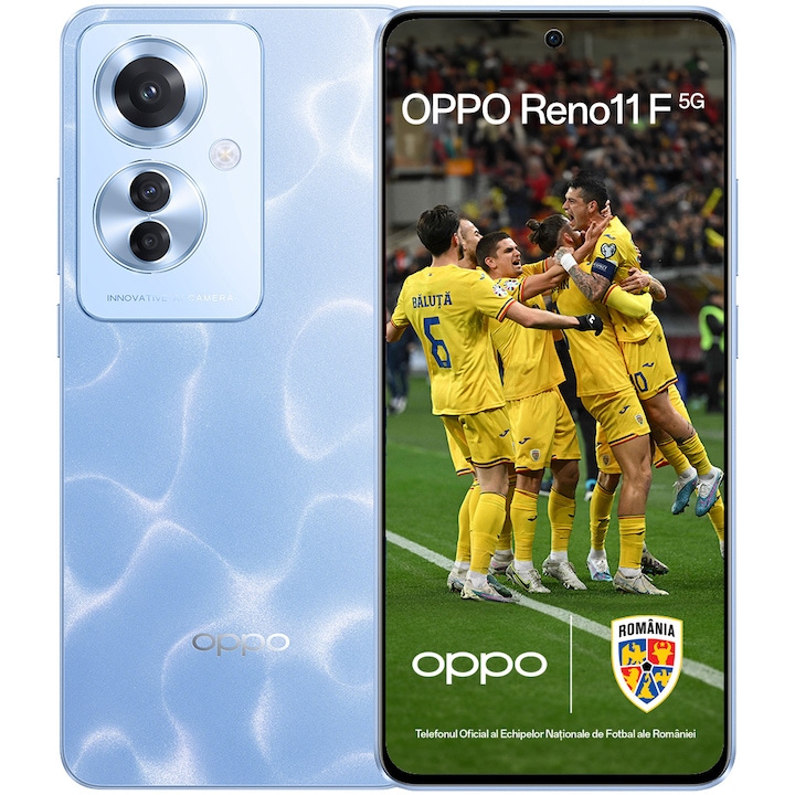 Telefon mobil OPPO Reno11 F UEFA Champions League Edition, Dual SIM, 256GB, 8GB RAM, 5G, Ocean Blue