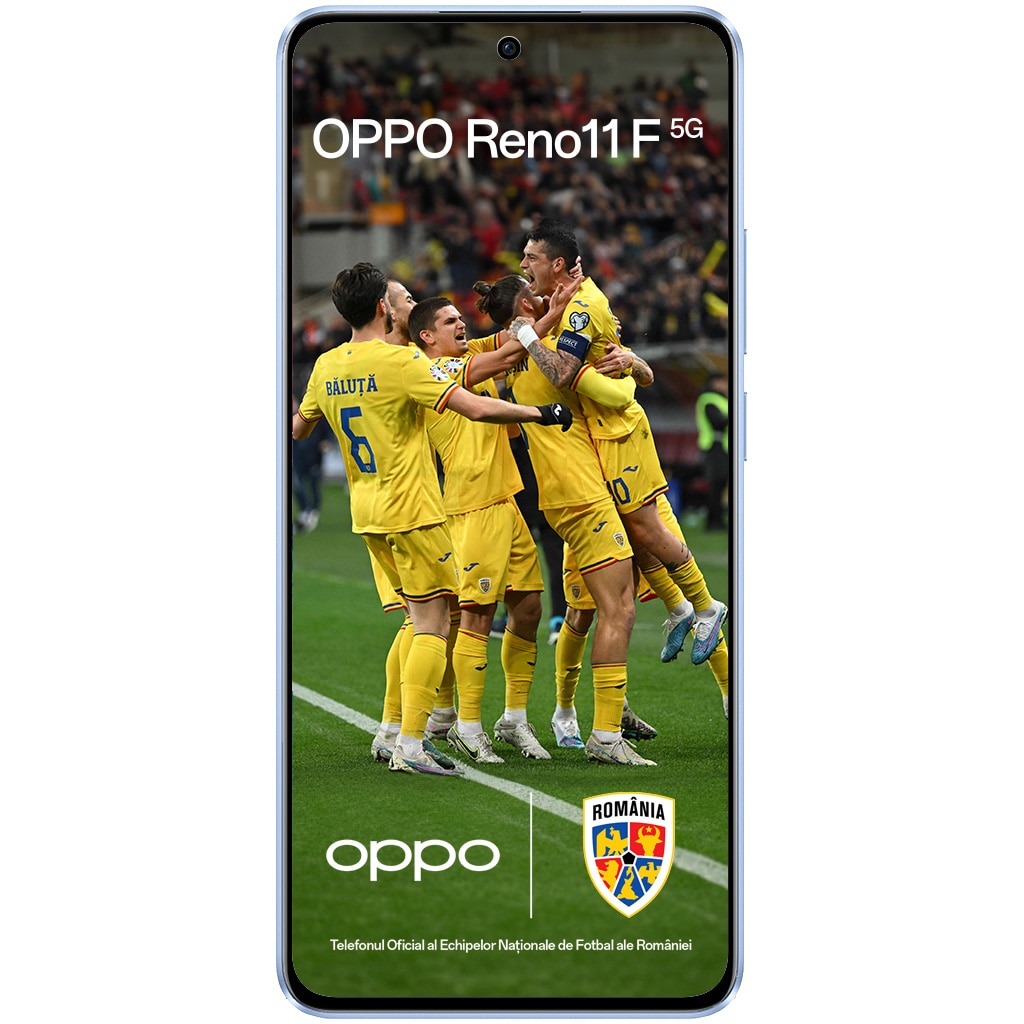 RESIGILAT: Telefon mobil OPPO Reno11 F UEFA Champions League Edition, Dual SIM, 256GB, 8GB RAM, 5G, Ocean Blue