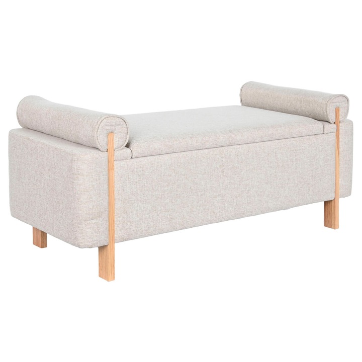 Taburete Home ESPRIT Bej/Auriu Pin/Poliester 120 x 45 x 50 cm