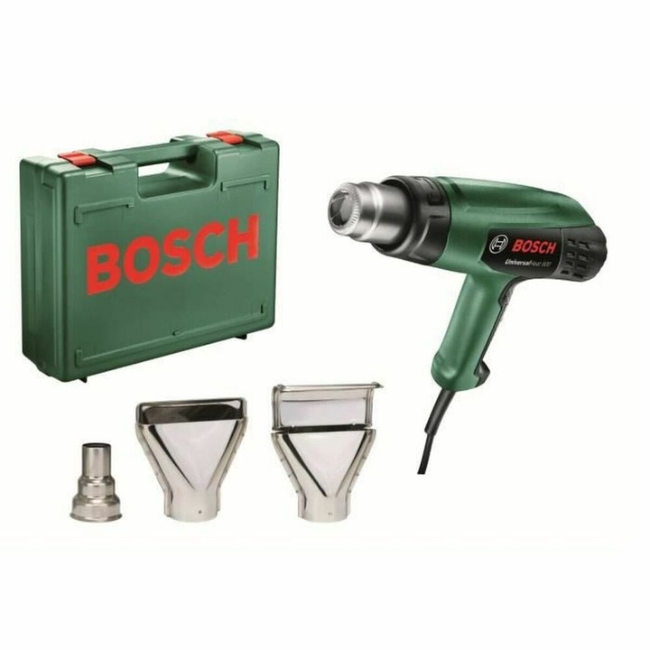 Пистолет за горещ въздух Bosch Universal Heat 600, 1800 W, със сменяеми дюзи, куфар, EU щепсел
