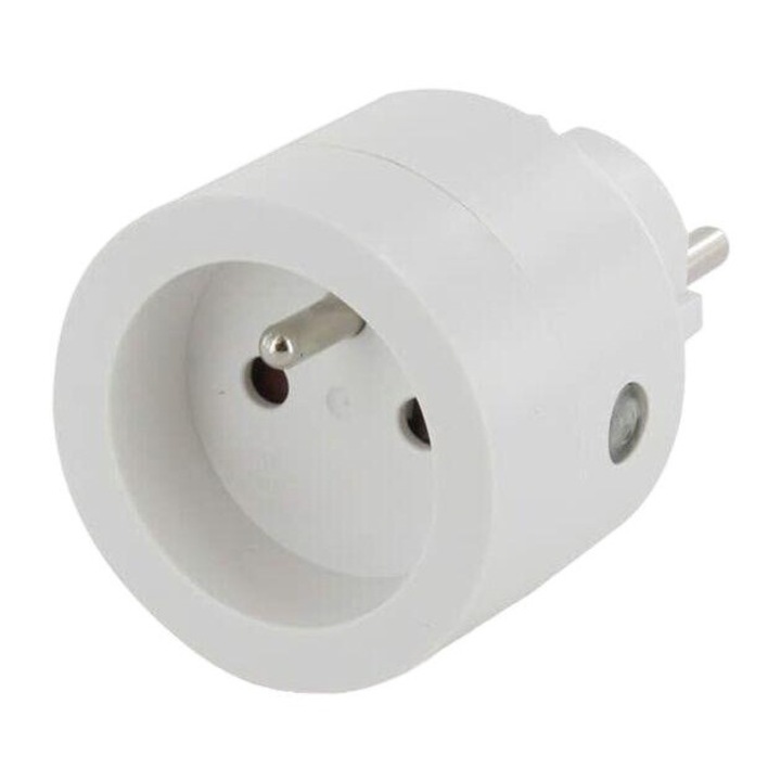 Смарт контакт, съвместим с Google Home / Amazon Alexa, Chacon, Wi-Fi свързаност, 10 A, 2300 W, Бял