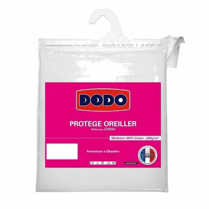 Husa protectoare pentru perna, Dodo, cu fermoar, bumbac, alb, 60x60cm