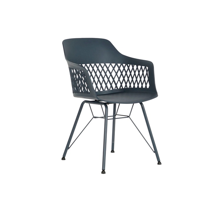 Стол DKD Home Decor, скандинавски стил, метал/полипропилен, тъмносин, 57x57x80,5 см
