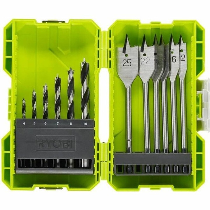 Set de burghie pentru lemn Ryobi 12 piese