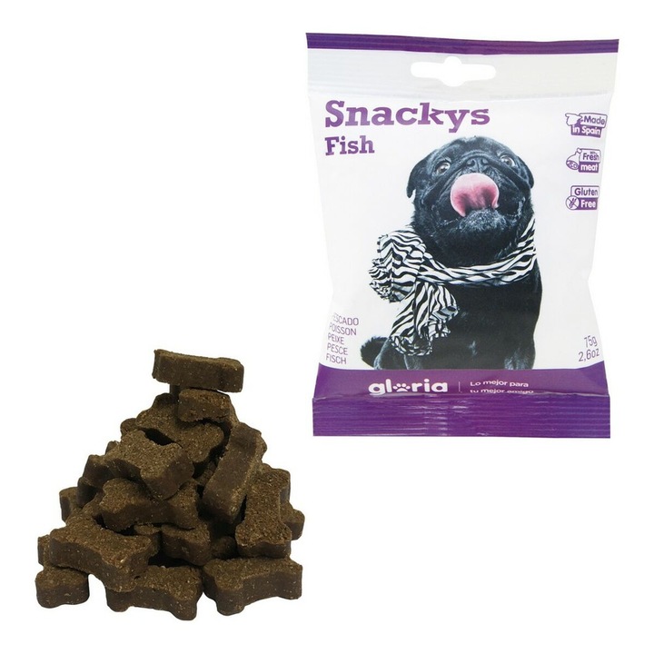 Set Snack pentru Caini Gloria Snackys, Gust de Peste, 30x75g
