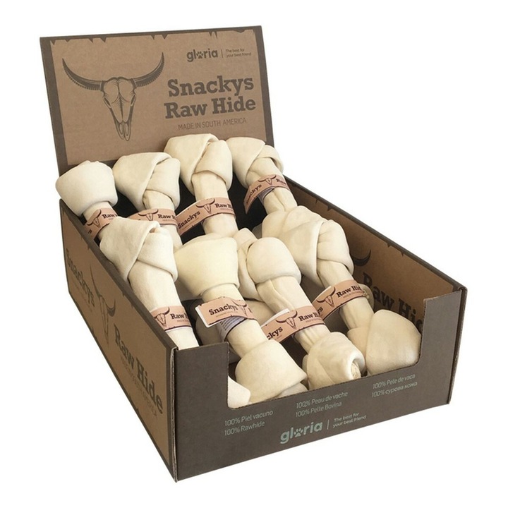 Snack pentru caini Gloria, masticabil in forma de nod, 20-23cm, fibra/proteine, set 12 bucati