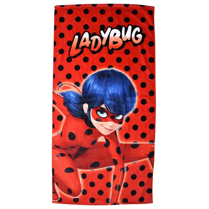 Хавлия за баня Adventures of Ladybug and Black Cat Dots, плажна кърпа 70x140см
