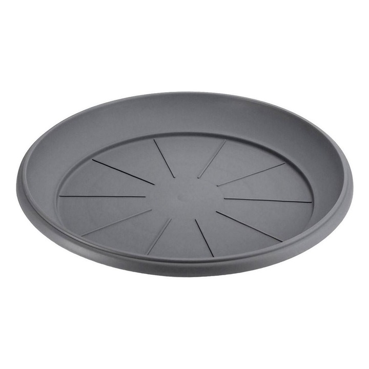 Farfurie Ghiveci Flori, Plastic, Antracit, Diametru 34 cm