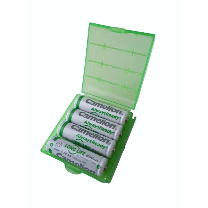 Set 4 acumulatori pentru Lampi Solare, AA, HR6, 800 mAh, Ni-Mh 1.2V, Camelion Long Life