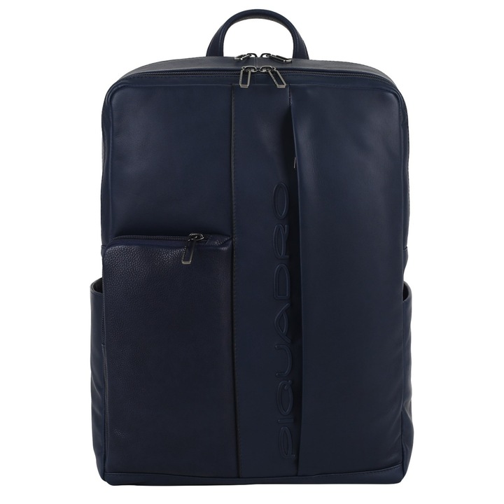 Rucsac PIQUADRO din piele naturala, cu sistem CONNEQU si RFID, portlaptop 15, 6”, bleumarin, CA5660S118/BLU