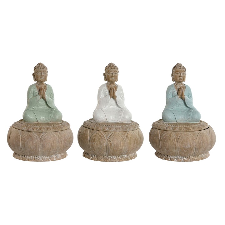 Set 3 Statuete Decorative Home Esprit, Stil Oriental, Multicolor, 11x11x15cm