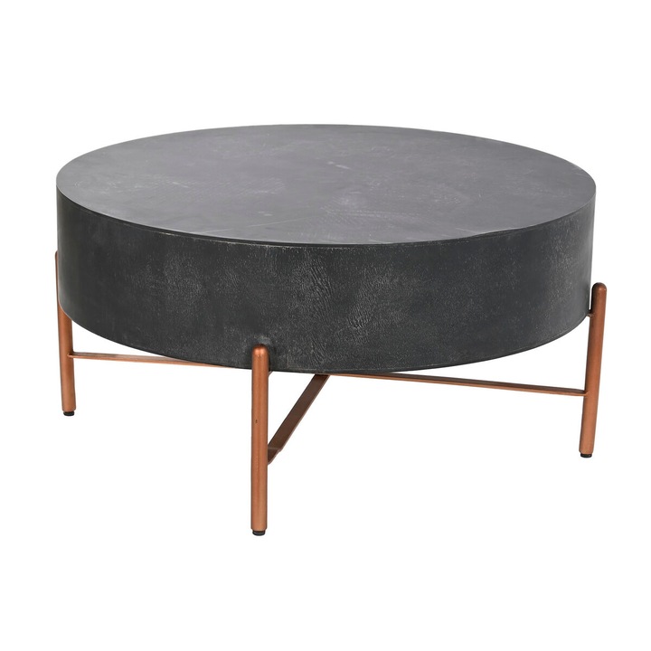Masuta de cafea DKD Home Decor, metal si lemn de mango, negru si bronz, 90x90x45cm