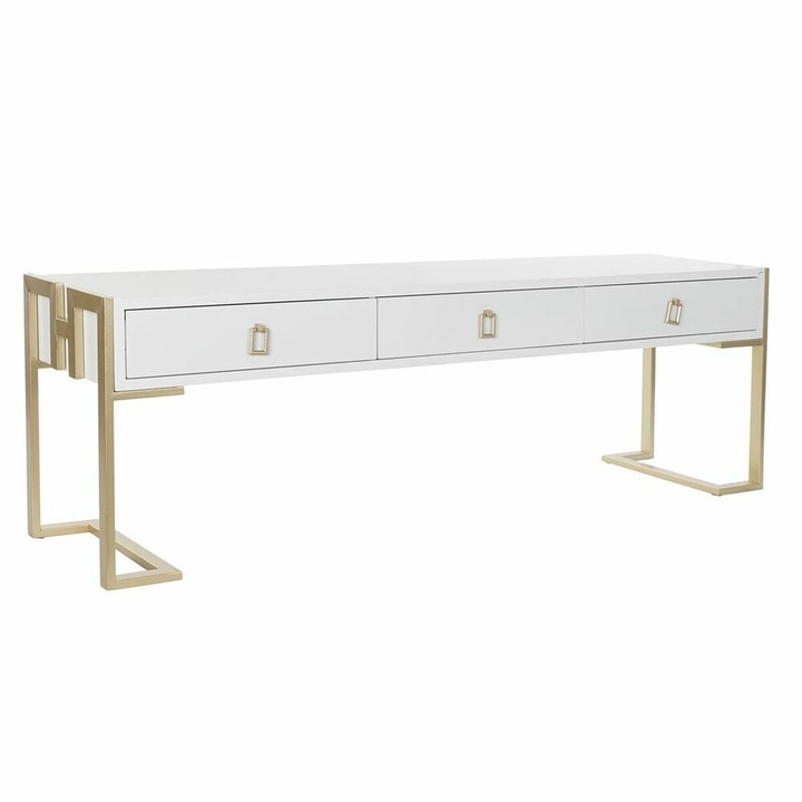 Холна маса DKD Home Decor, дърво и метал, бяло и златно, 150x36x48 см