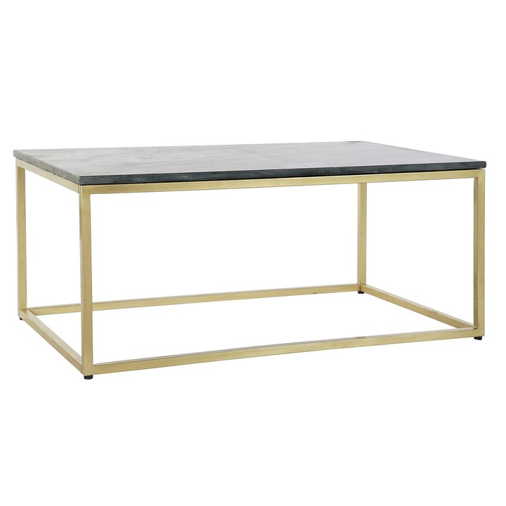 Холна маса DKD Home Decor, мрамор/желязо, двулицева, черен/златист, 100x61x43 см