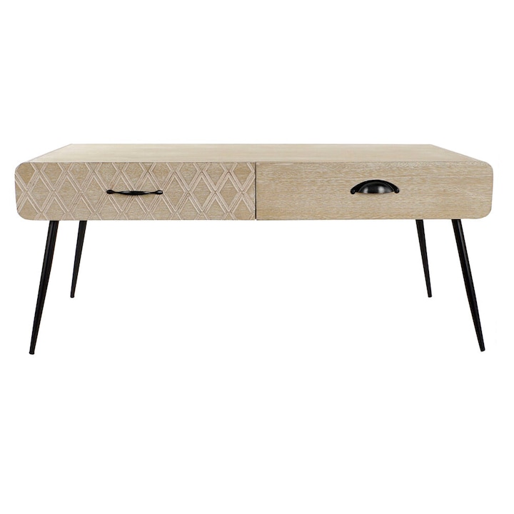 DKD Home Decor помощна маса, метал и дърво от пауловния, черно и мед, 100x52x42,5 см