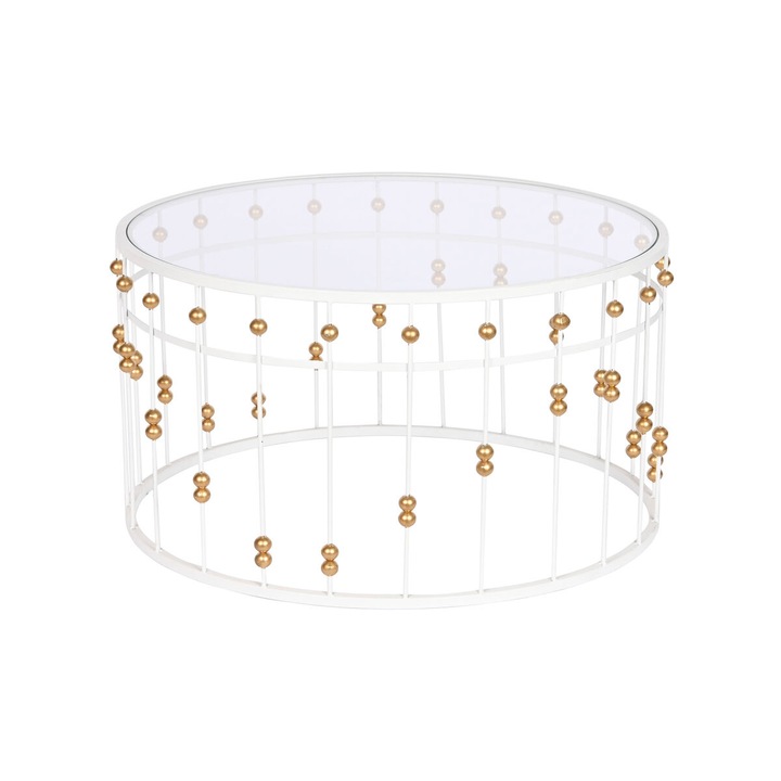 Masuta de cafea Home Esprit, Glamour, alba si aurie, 82x82x45 cm