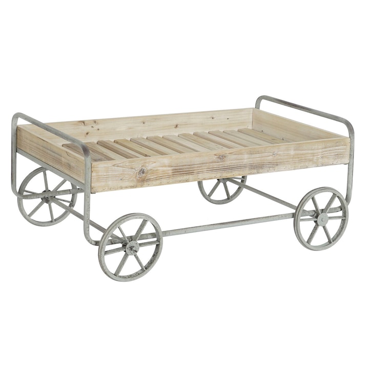 Помощна маса DKD Home Decor Vintage, Метал/Дърво, Сиво/Естествено, 110x67x46cm