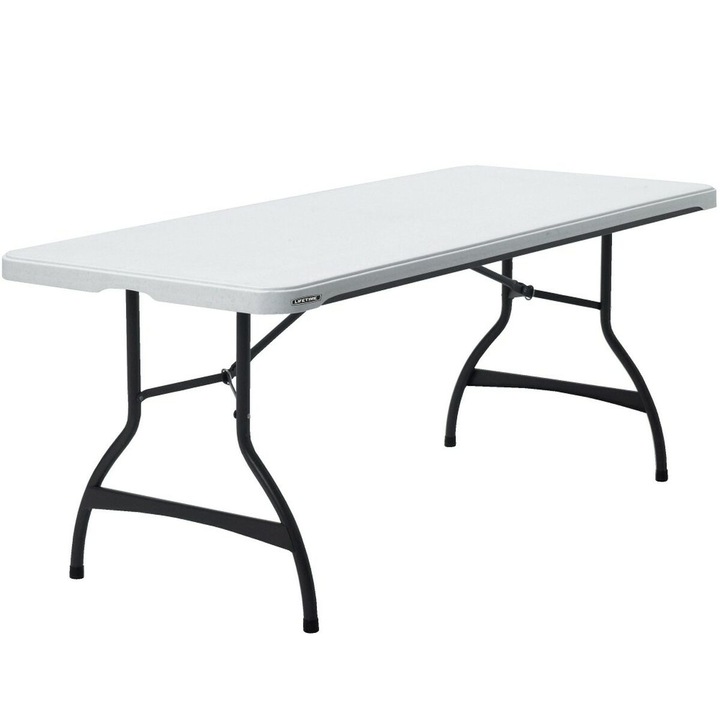Masa pliabila Lifetime, otel si plastic, alb, 182x73.5x76cm, pentru 6 persoane