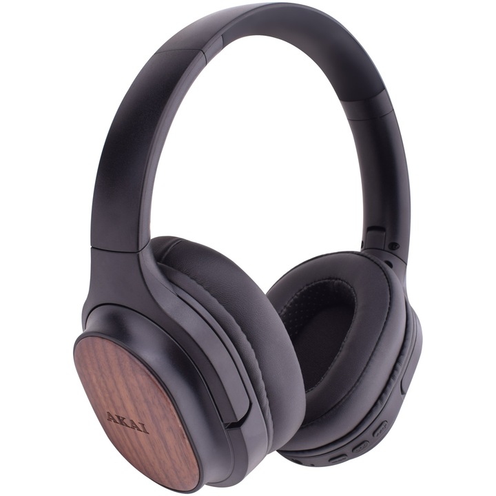 Аудио слушалки Over the Ear Akai BTH-W150ANC, Bluetooth, Активно шумопотискане, Бамбук