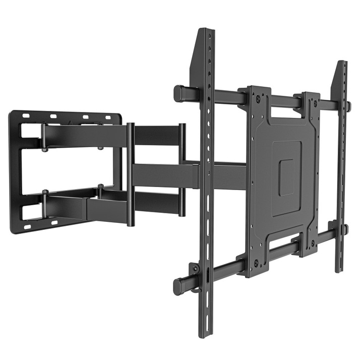 Стенна стойка за телевизор Techly, С рамо, С пълно движение, Регулируема, 65-110 инча, Товароносимост 120 кг, Черен, ICA-PLB 192
