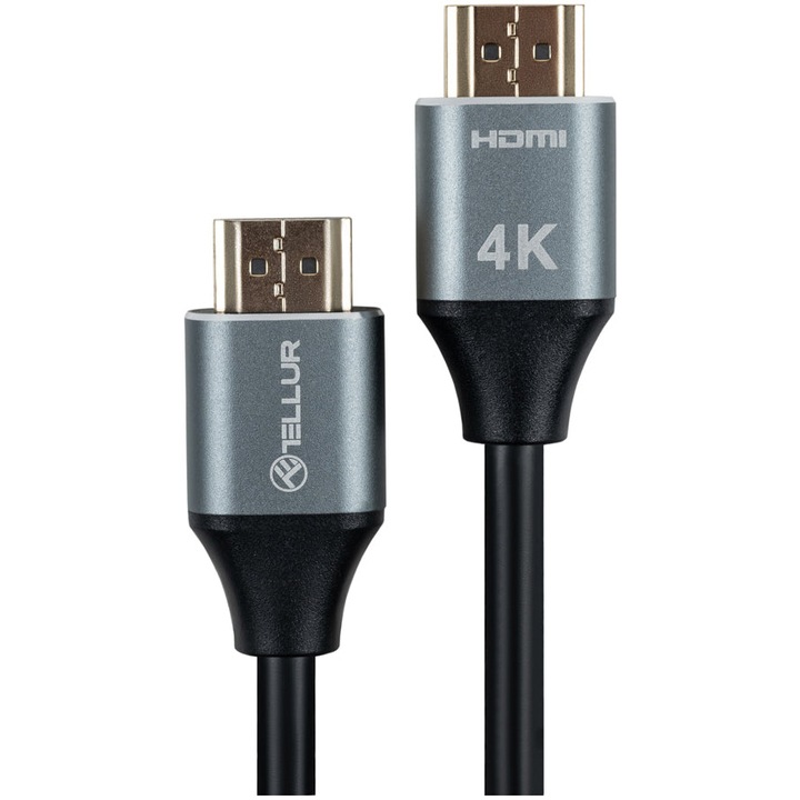 Cablu Tellur HDMI 2.0, 4K, 18Gbps, tata-tata, Ethernet, aurit, 5m, Negru
