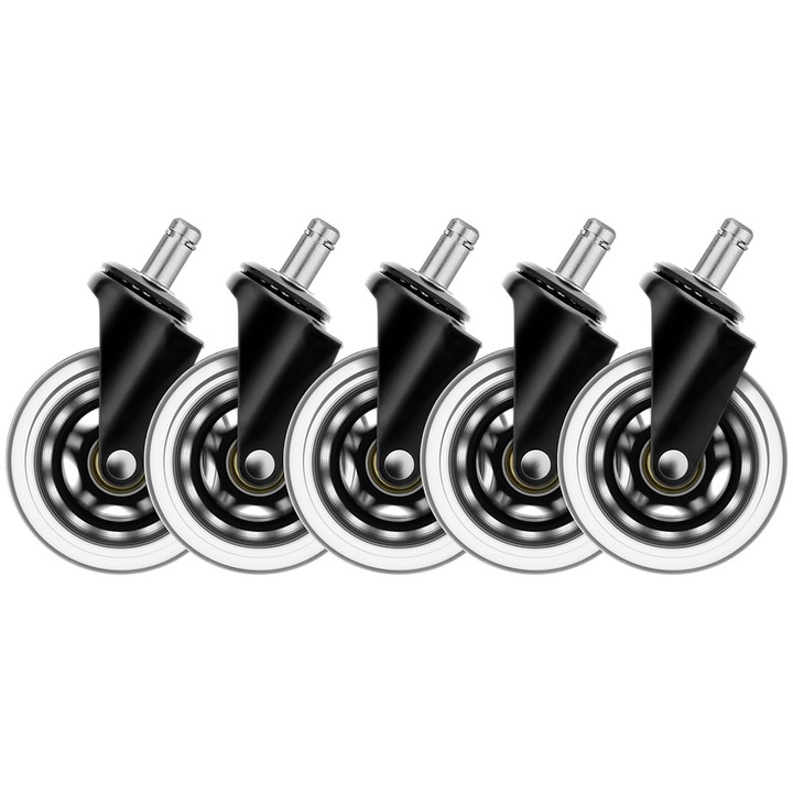 Set 5 Roti silicon Deltaco Gaming pentru Scaune de Gaming/Office, 11mm diametru, Negru