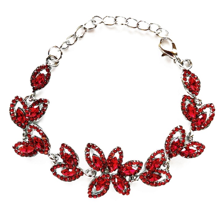 Bratara KOKONET boho eleganta, rosu rubiniu, 16+5cm ajustabil, 2.5cm latime