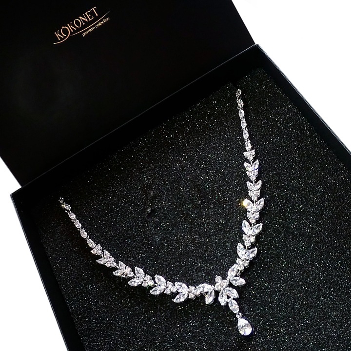 Colier ASTRID, cristale, argint, 43cm