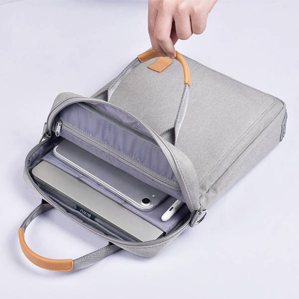 Geanta pentru tableta pana la 12.9 inch si laptop 13.3 inch, cu maner si curea de umar, fermoar, multiple buzunare, Aiyando, space grey