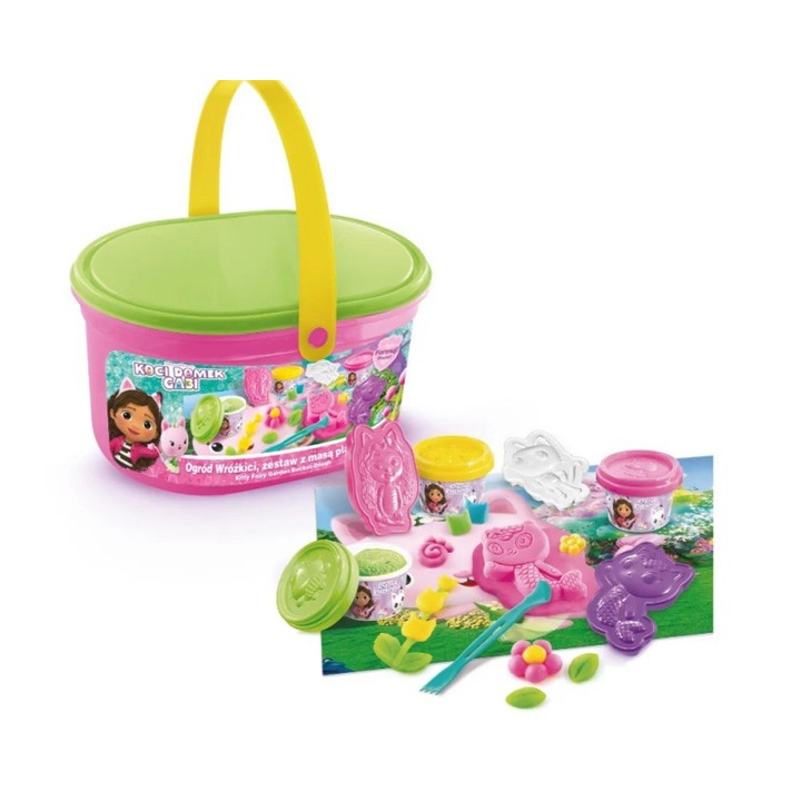 Творчески комплект с пластелин, Котка/Габи, 3 цвята, многоцветен, с кофа