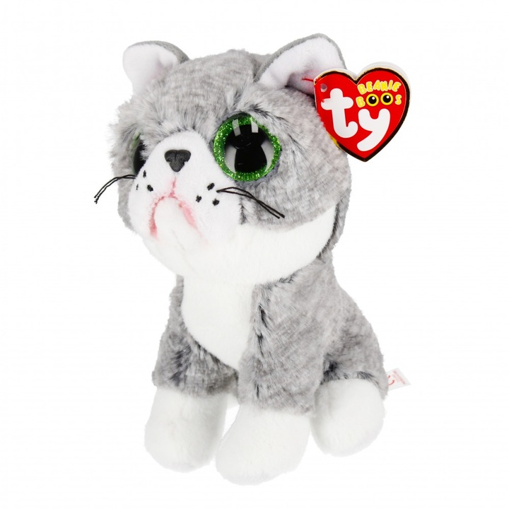 Plüss játék, Ty, 15 cm, szürke/fehér