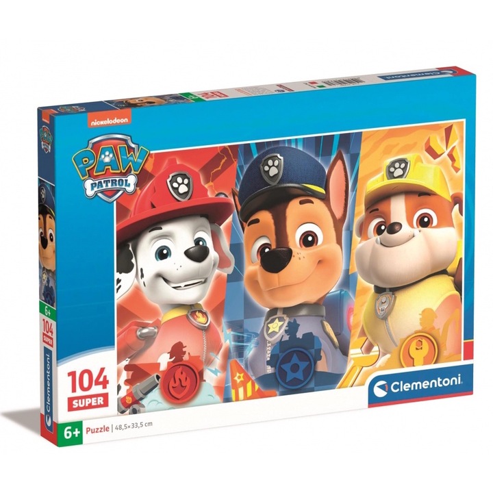 Пъзел, Clementoni, 104 части, "Paw Patrol", 48.5x33.5cm, +6 години