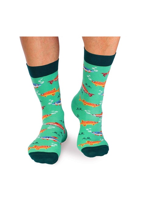 Sosete bumbac organic Fine Cotton Sealife Pesti, 43-46 EU, Verde Menta