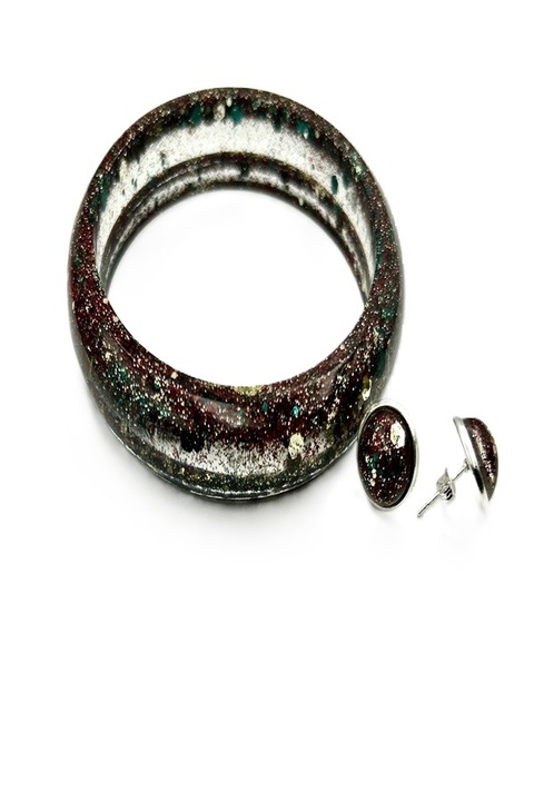 Set Bijuterii, Handmade, Ma Bijoux, Christmassy, Bratara/Cercei, Rosu/Verde/Auriu