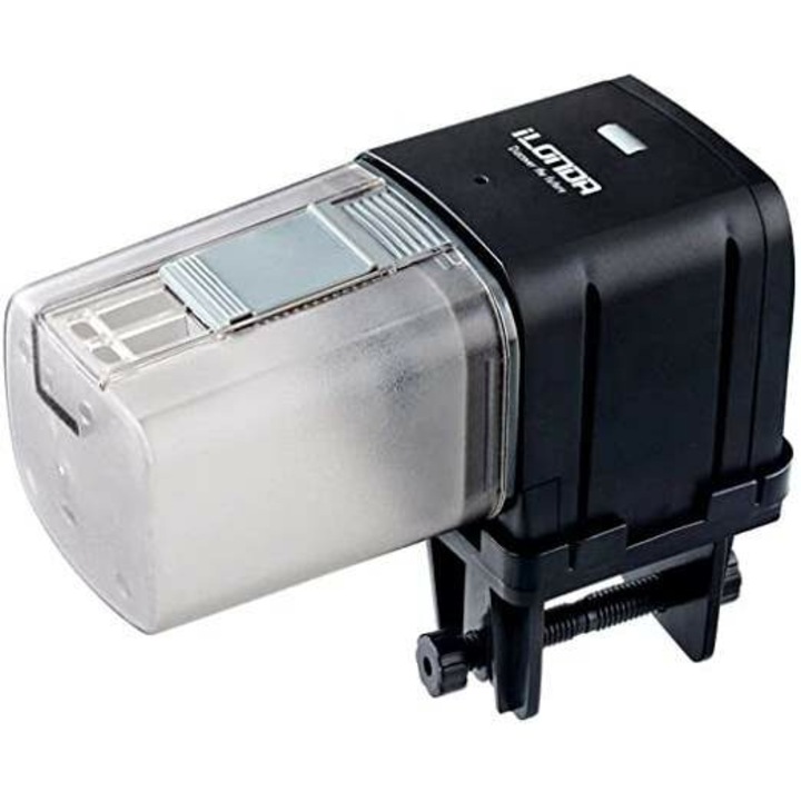 Hranitor automat acvariu, Londa, programabil, lansare hrana 12/24h, negru/transparent