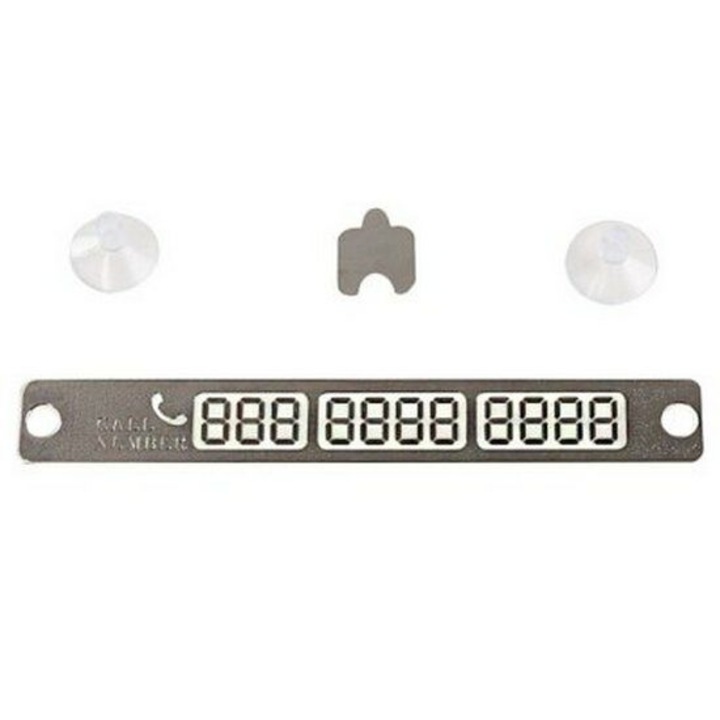 Placa auto-iluminata de noapte pentru telefon de urgenta, 2x15 cm, Argintiu