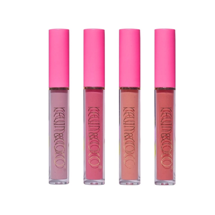 Set de Buze, KEVIN & COCO, Cloud Bubble, 4 Lip Gloss-uri, 15.1 x 8.1 x 2 cm, Roz/Nude