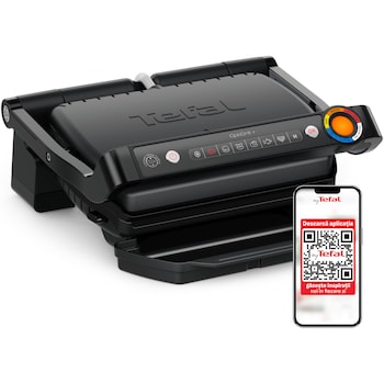 Gratar electric Tefal OptiGrill+ GC717810, 2000W, 6 programe de gatire automate, indicator gatire, placi detasabile cu invelis antiaderent, negru